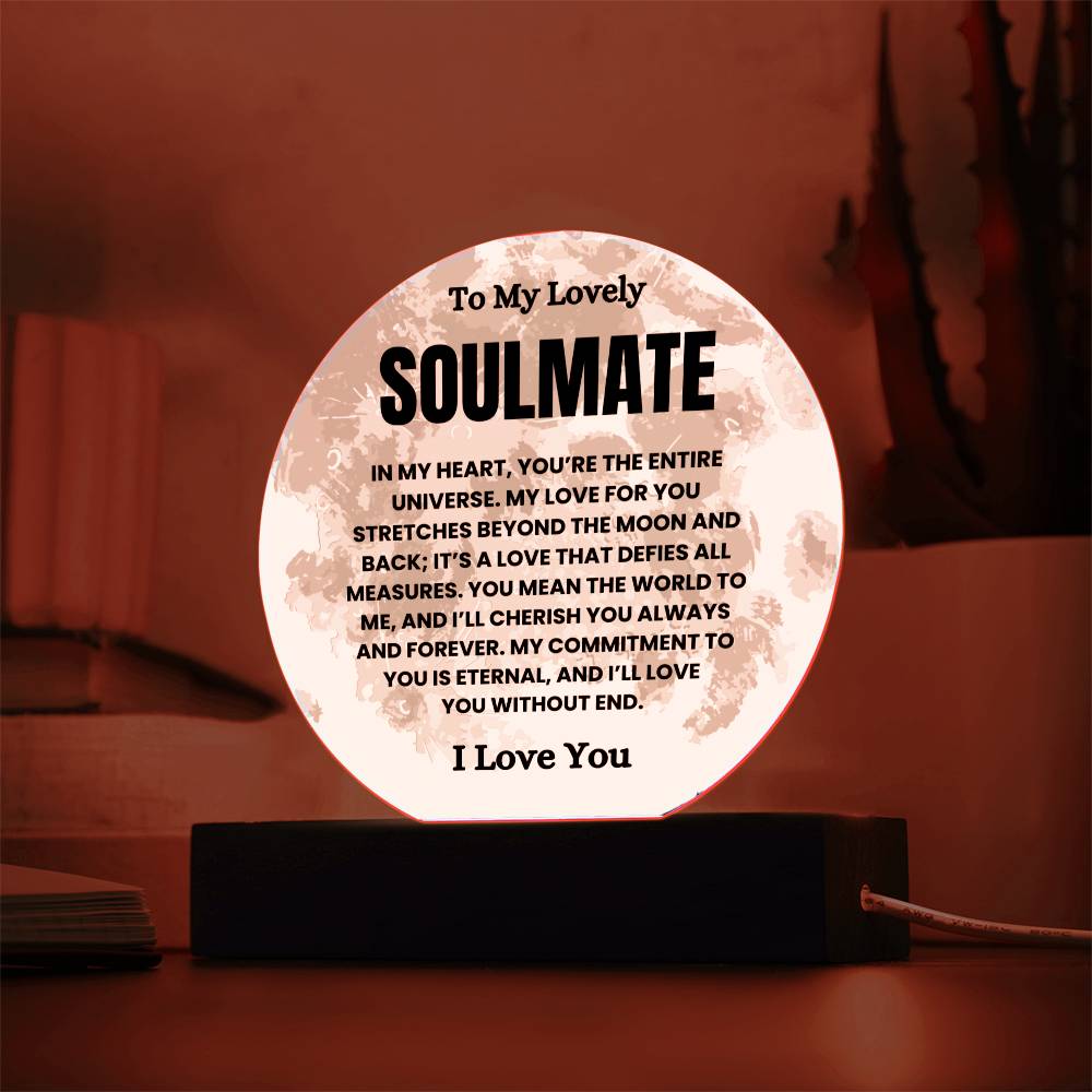 To My Lovely Soulmate - My Heart - Circle Plaque with Lights