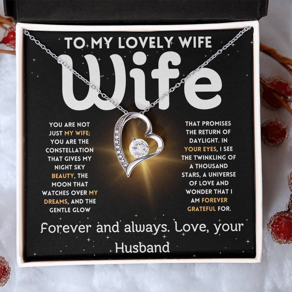 To My Lovely Wife - Forever And Always - Love Heart Necklace