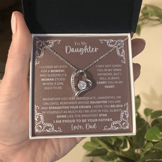 Daughter Shine Like The Brightest Star Heart Necklace