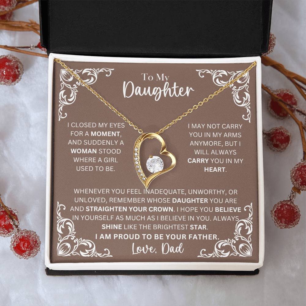 Daughter Shine Like The Brightest Star Heart Necklace