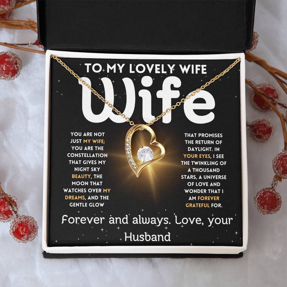 To My Lovely Wife - Forever And Always - Love Heart Necklace