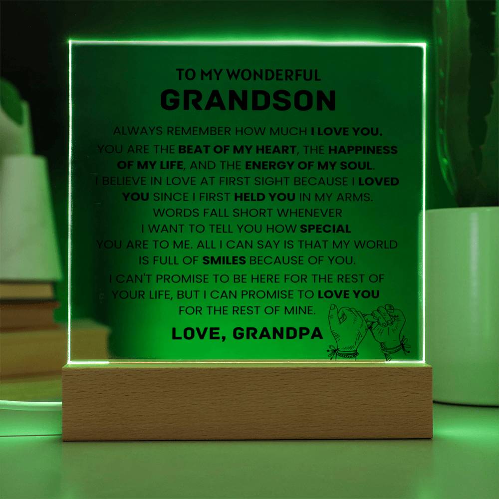 To My Wonderful Grandson - My Soul - Square Acrylic Plaque