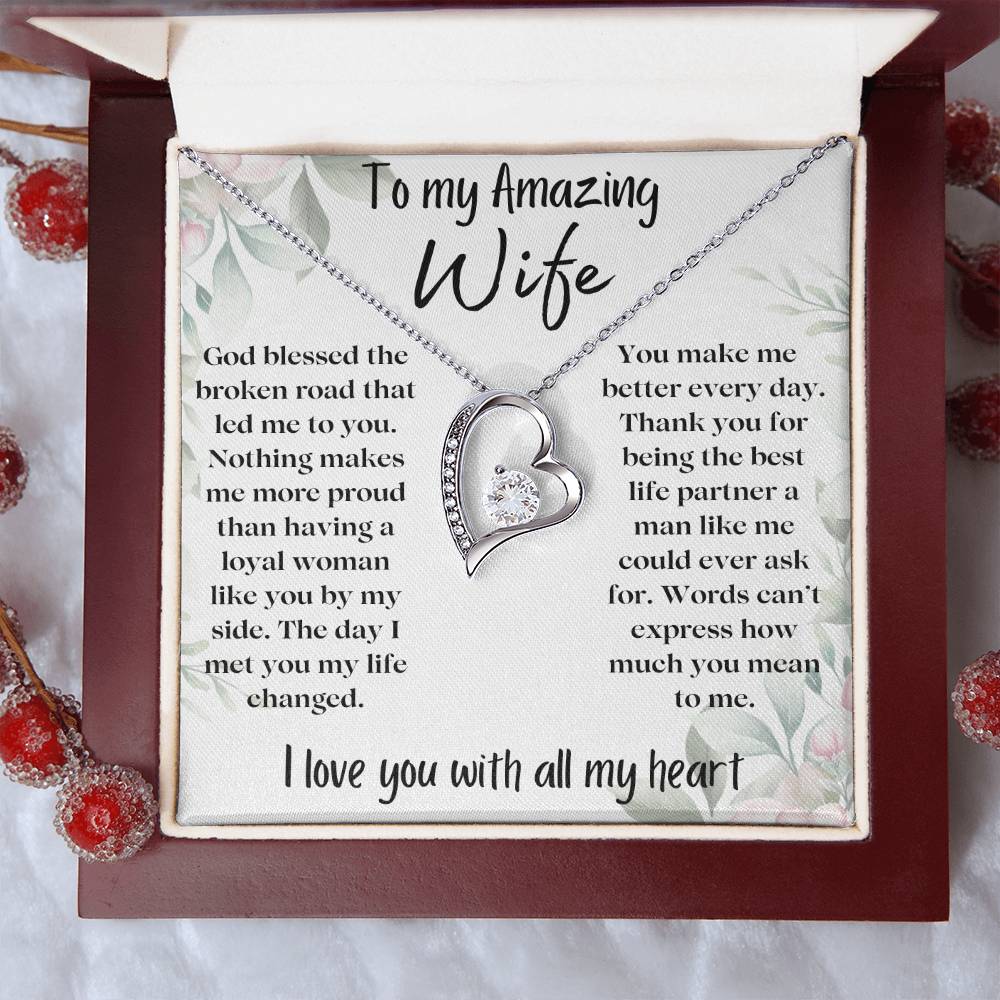 To my Amazing Wife - You Make Me Better - Heart Necklace