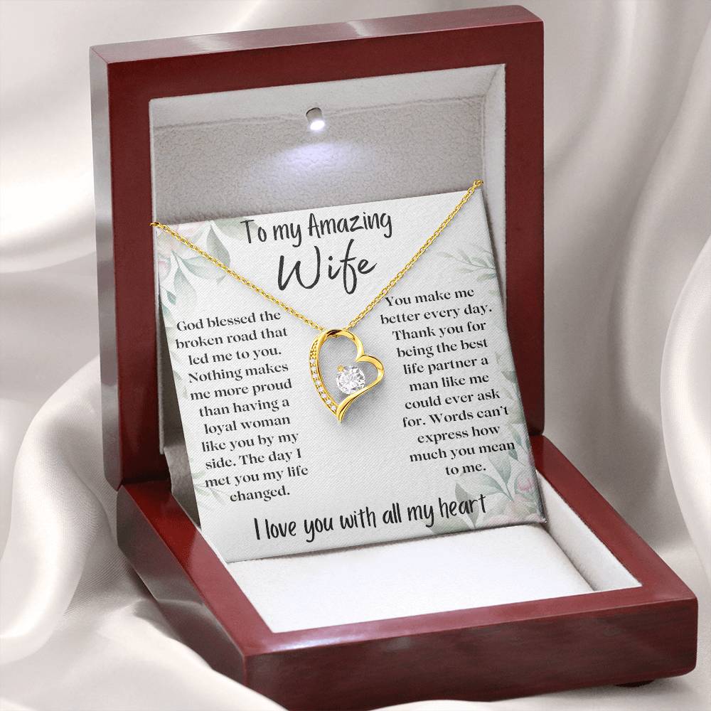 To my Amazing Wife - You Make Me Better - Heart Necklace