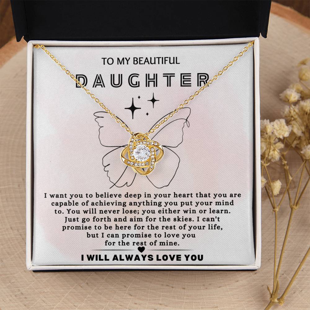 To My Daughter - Butterfly - Love Knot Necklace