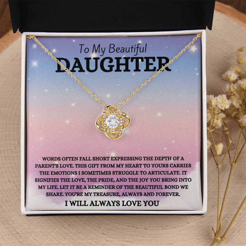 To My Beautiful Daughter - Always & Forever - Love Knot Necklace