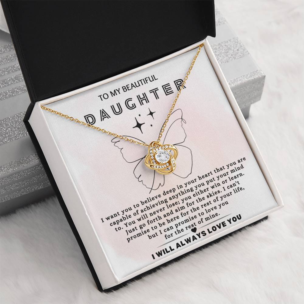 To My Daughter - Butterfly - Love Knot Necklace