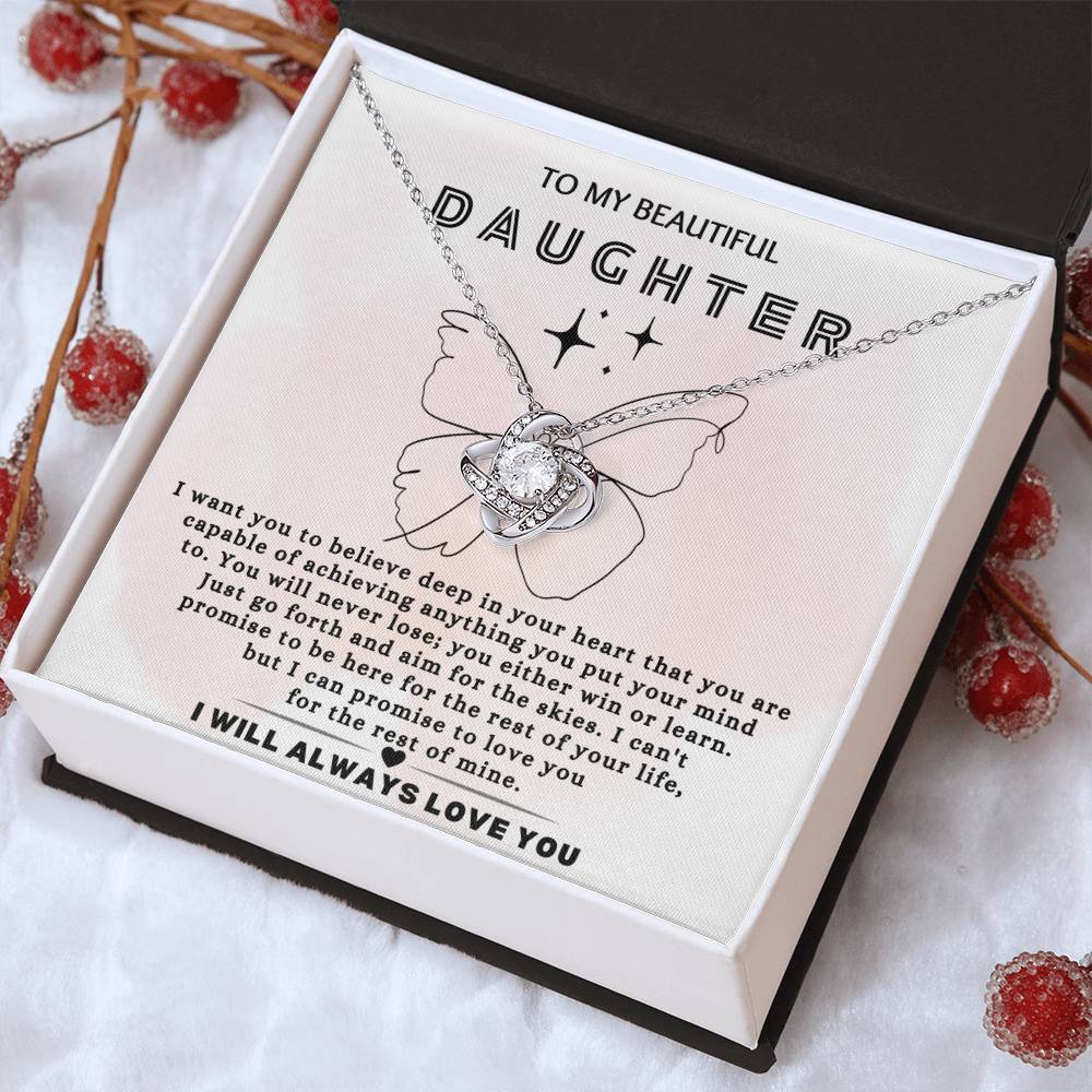 To My Daughter - Butterfly - Love Knot Necklace