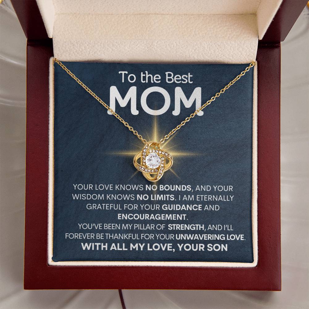 To the Best Mom - Grateful for You - Love Knot Necklace