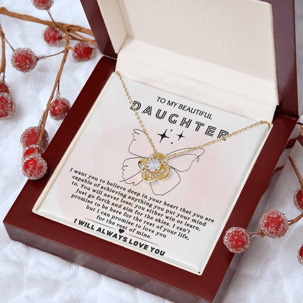 To My Daughter - Butterfly - Love Knot Necklace