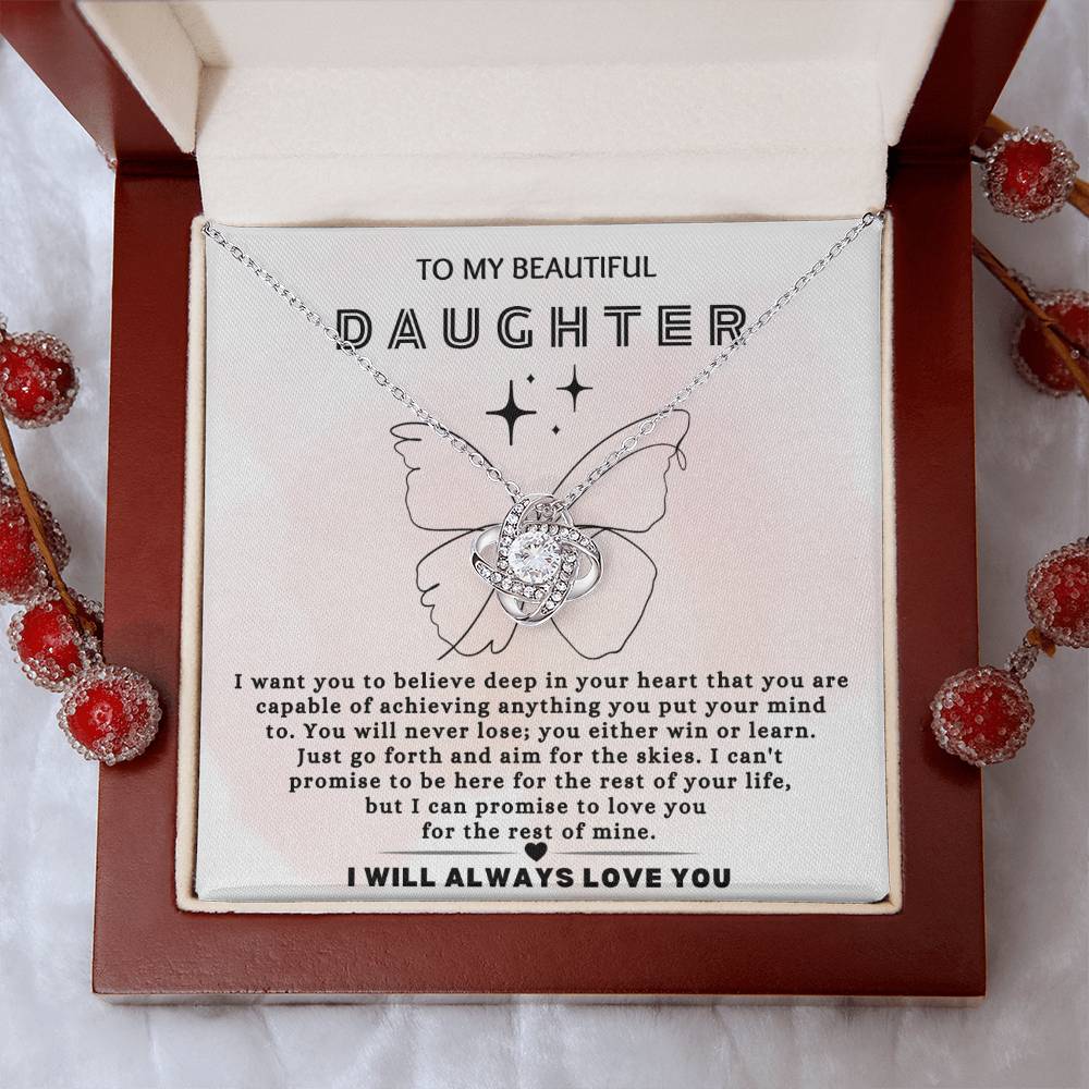 To My Daughter - Butterfly - Love Knot Necklace