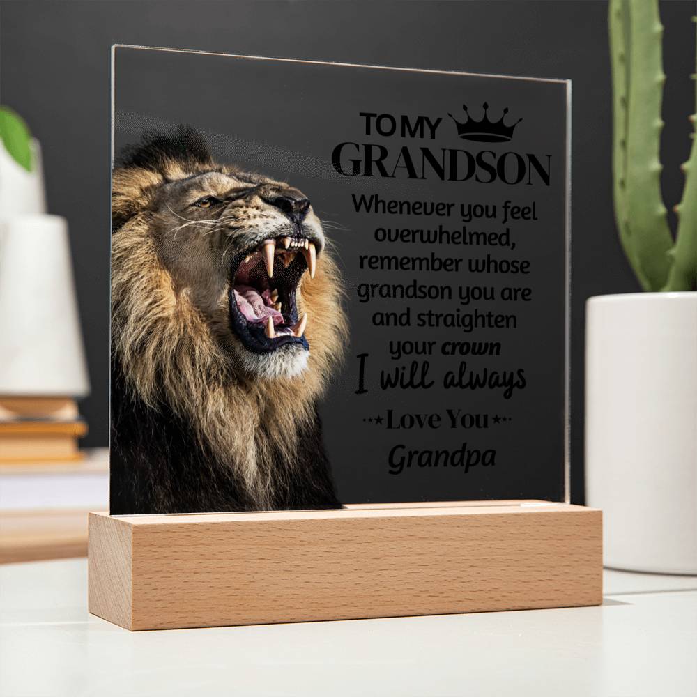 [ ALMOST SOLD OUT ] To My Grandson - Grandpa - Square Acrylic Plaque