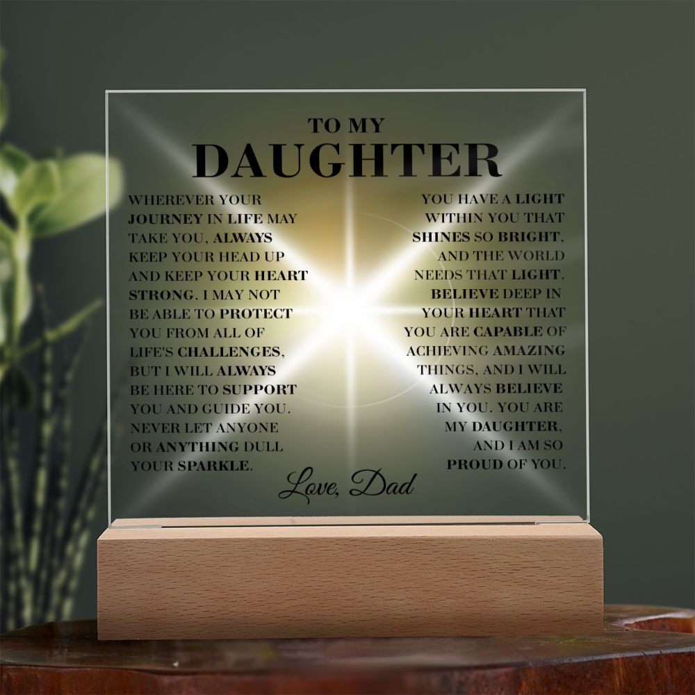 To My Daughter - Sparkle - Square Acrylic Plaque with Lights