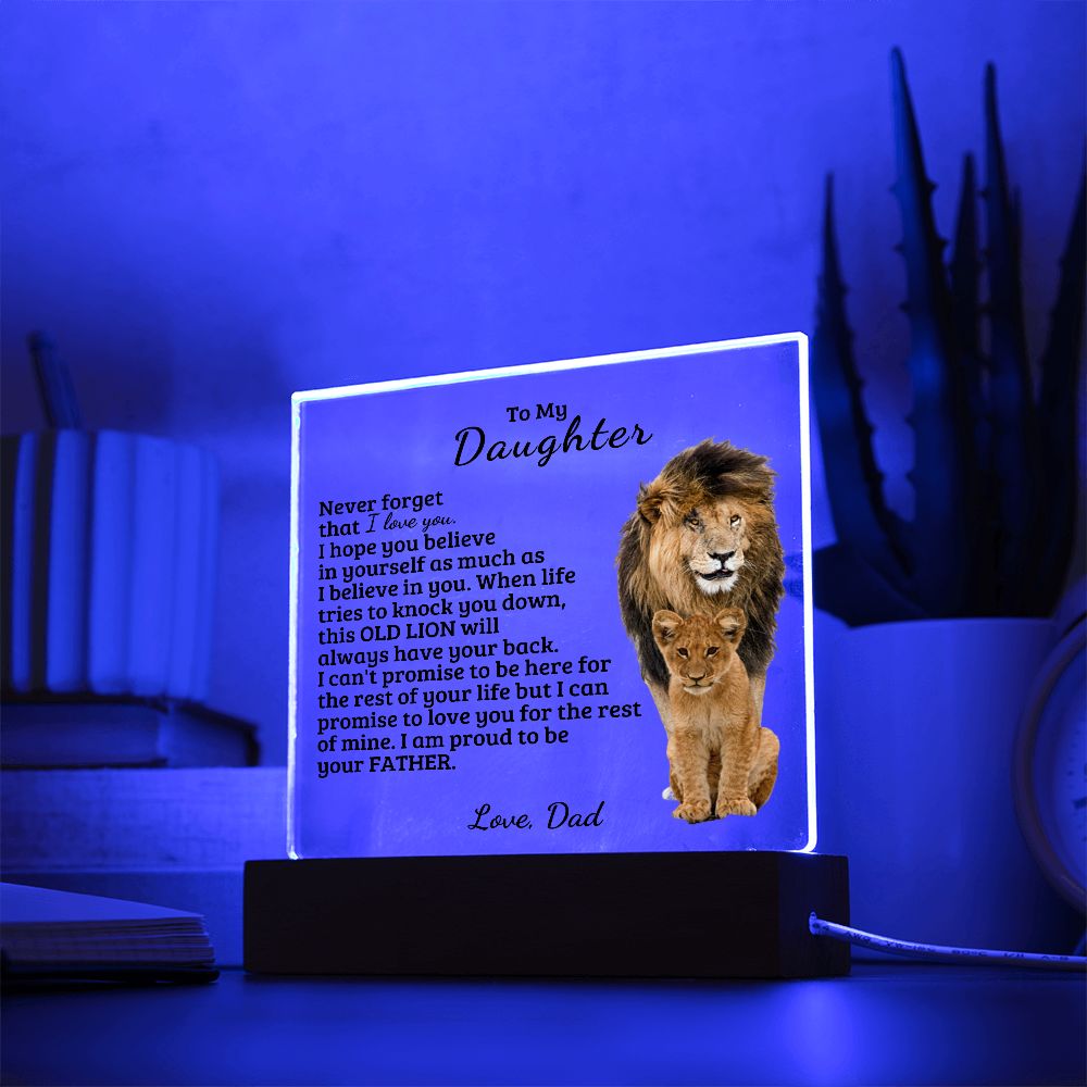 To My Daughter - Believe In You - Square Acrylic Plaque with Lights