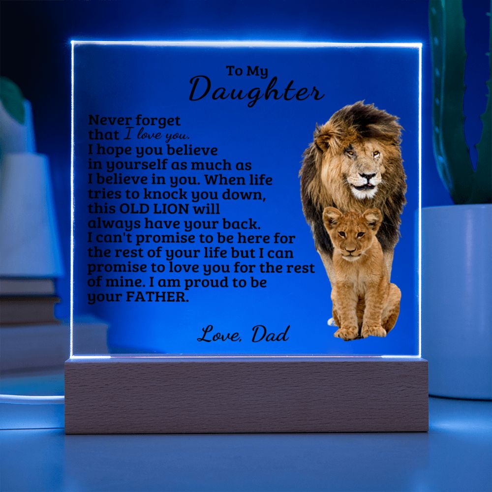 To My Daughter - Believe In You - Square Acrylic Plaque with Lights