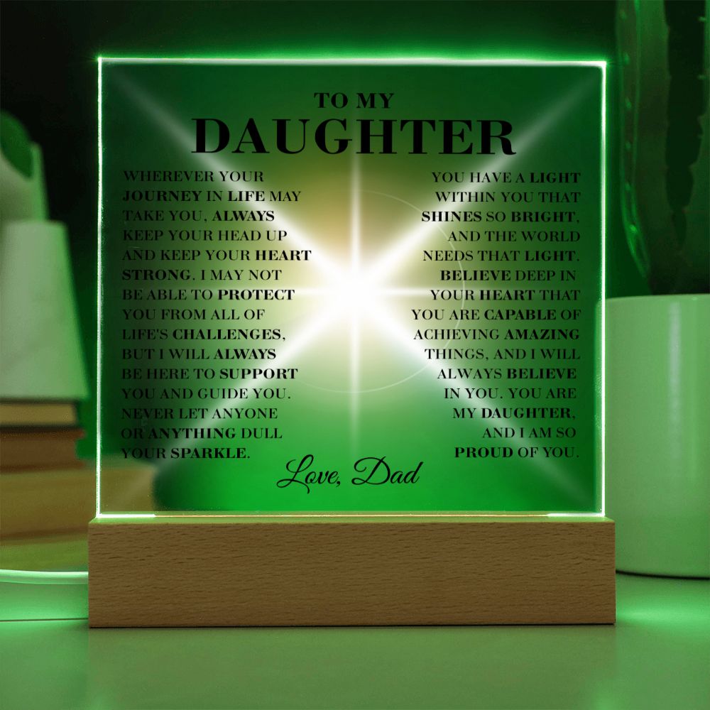 To My Daughter - Sparkle - Square Acrylic Plaque with Lights