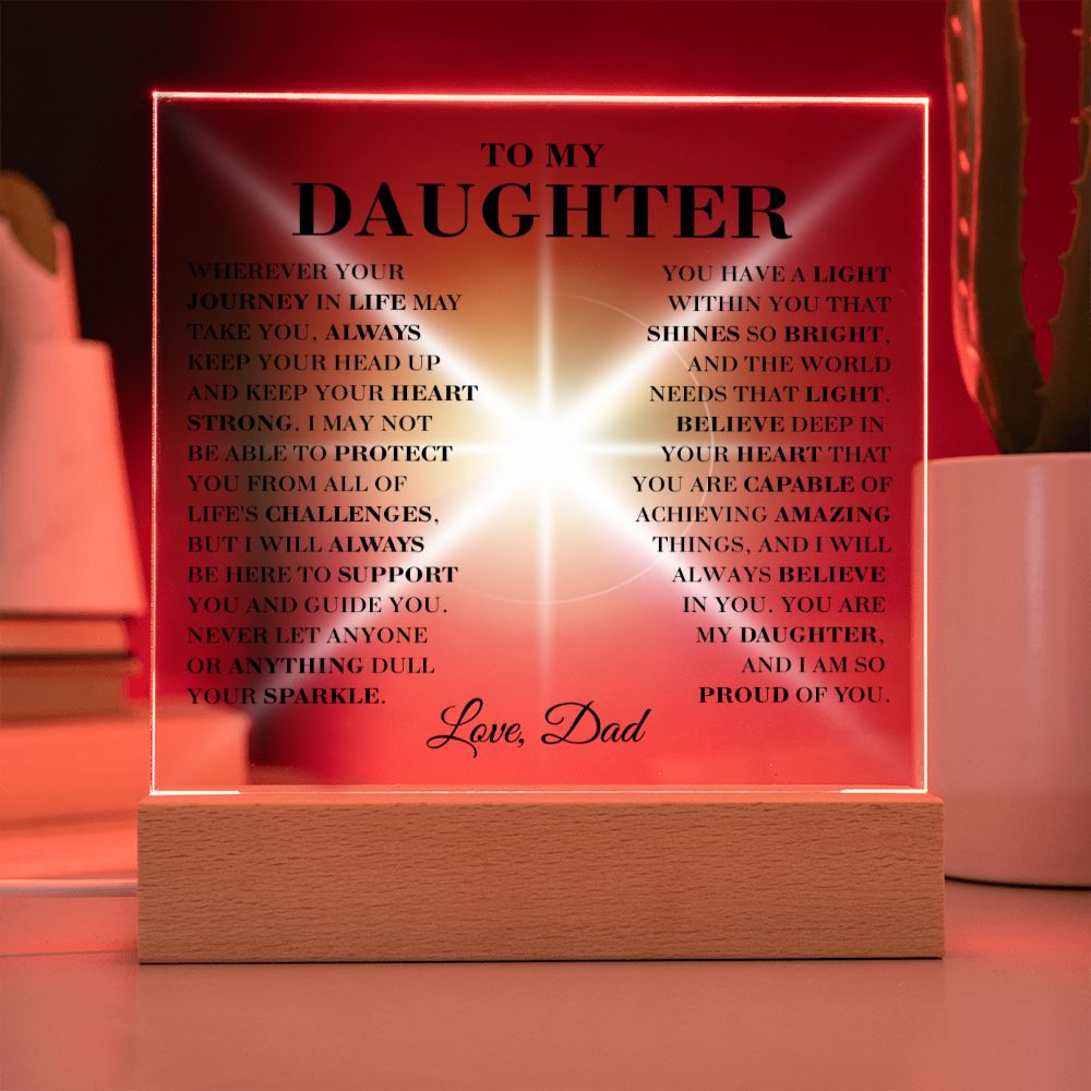 To My Daughter - Sparkle - Square Acrylic Plaque with Lights