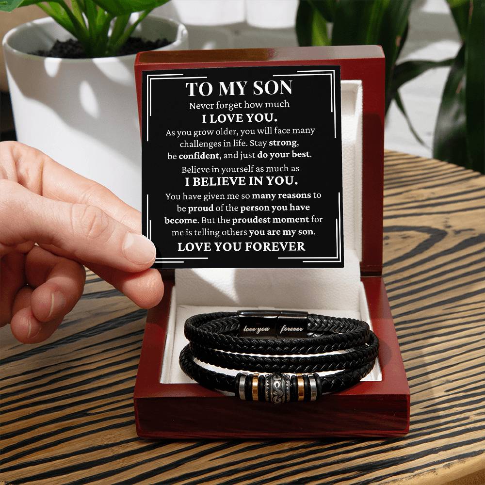 To My Son - I Believe In You - Love You Forever Bracelet